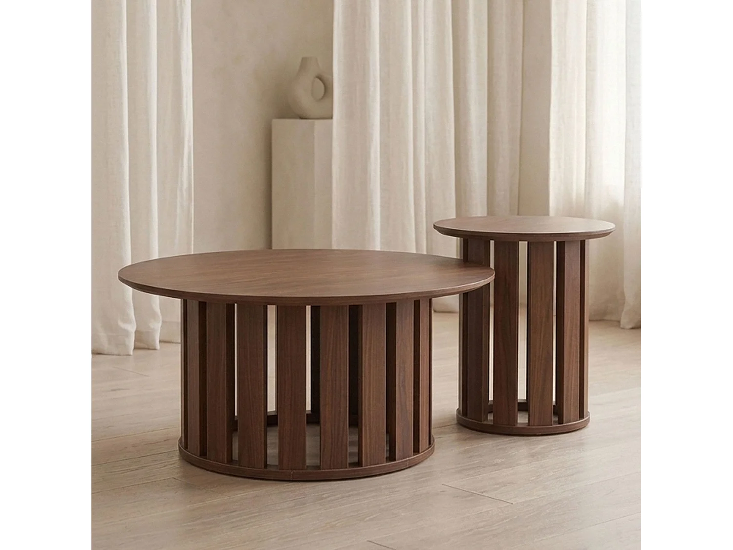 Ensemble de 2 tables basses Annabel Bois Noisette
