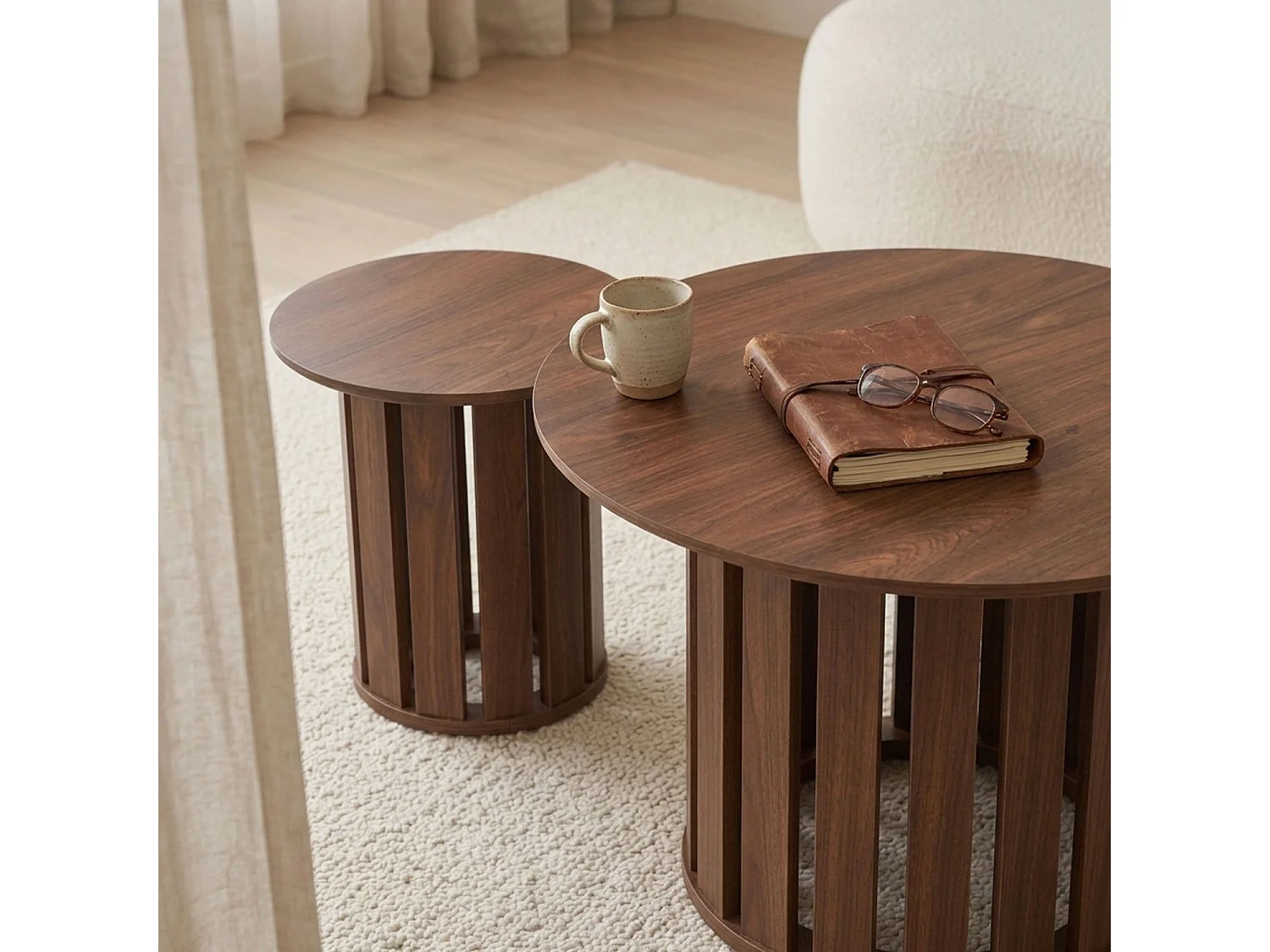 Ensemble de 2 tables basses Annabel Bois Noisette