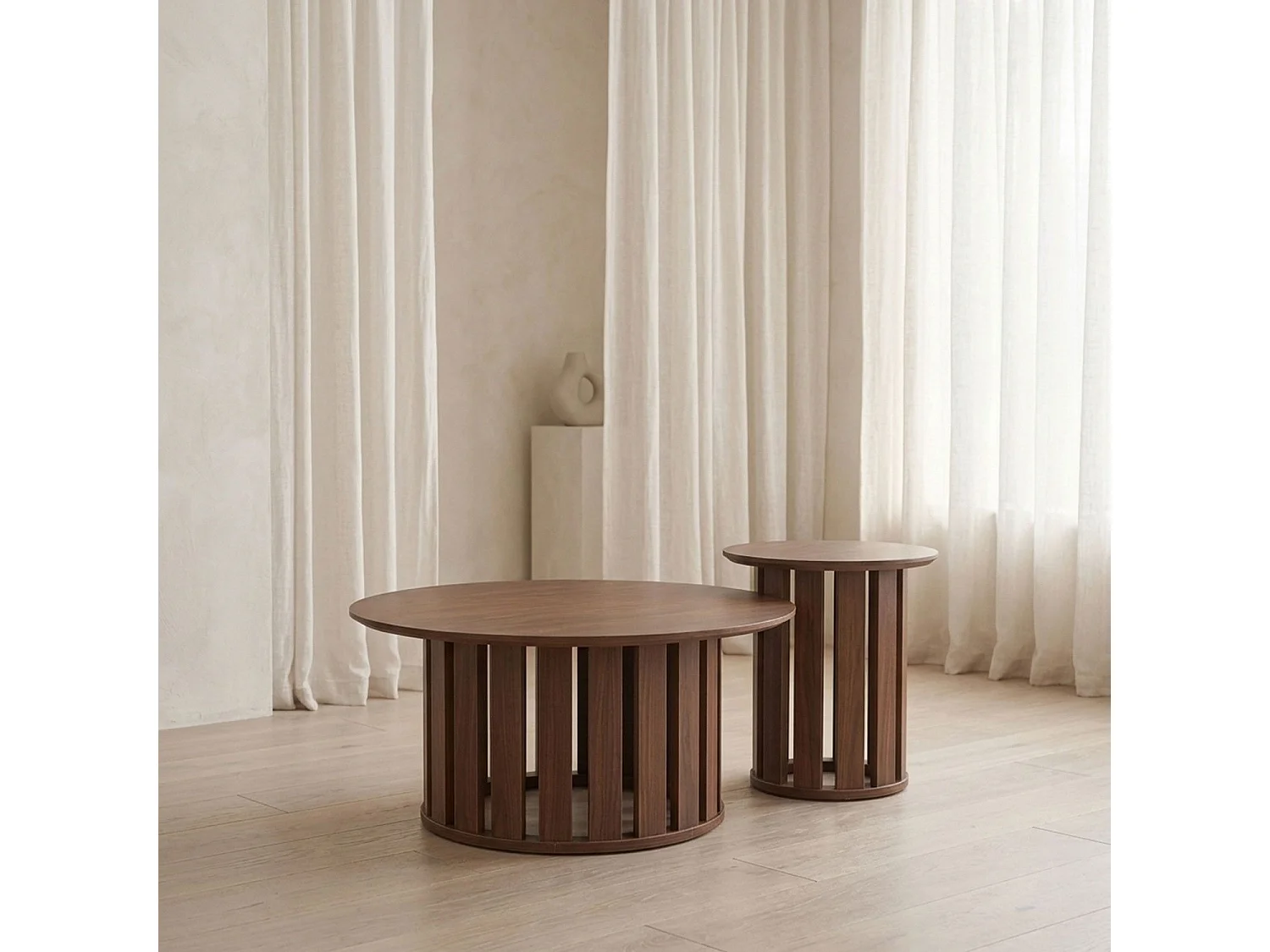 Ensemble de 2 tables basses Annabel Bois Noisette