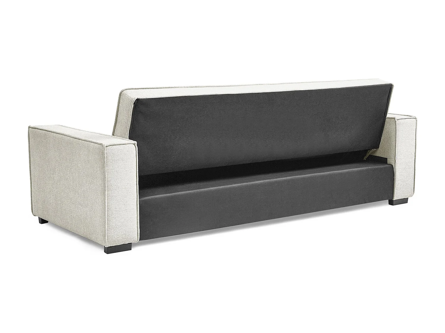 Canapé convertible clic-clac 3 places Pikado Tissu effet lin Crème