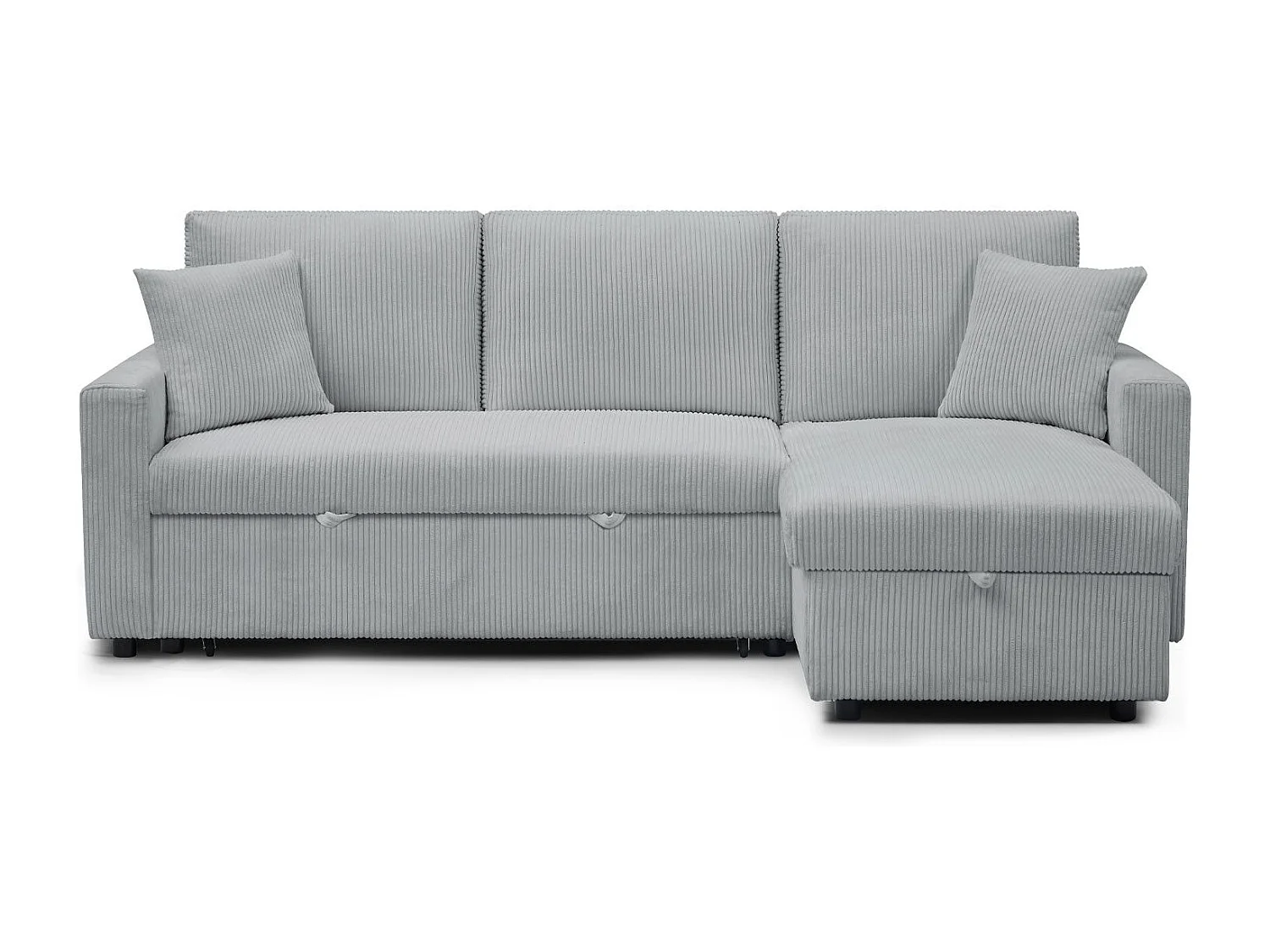 Canapé d'angle convertible avec coffre de rangement réversible Toledo Velours côtelé Argent