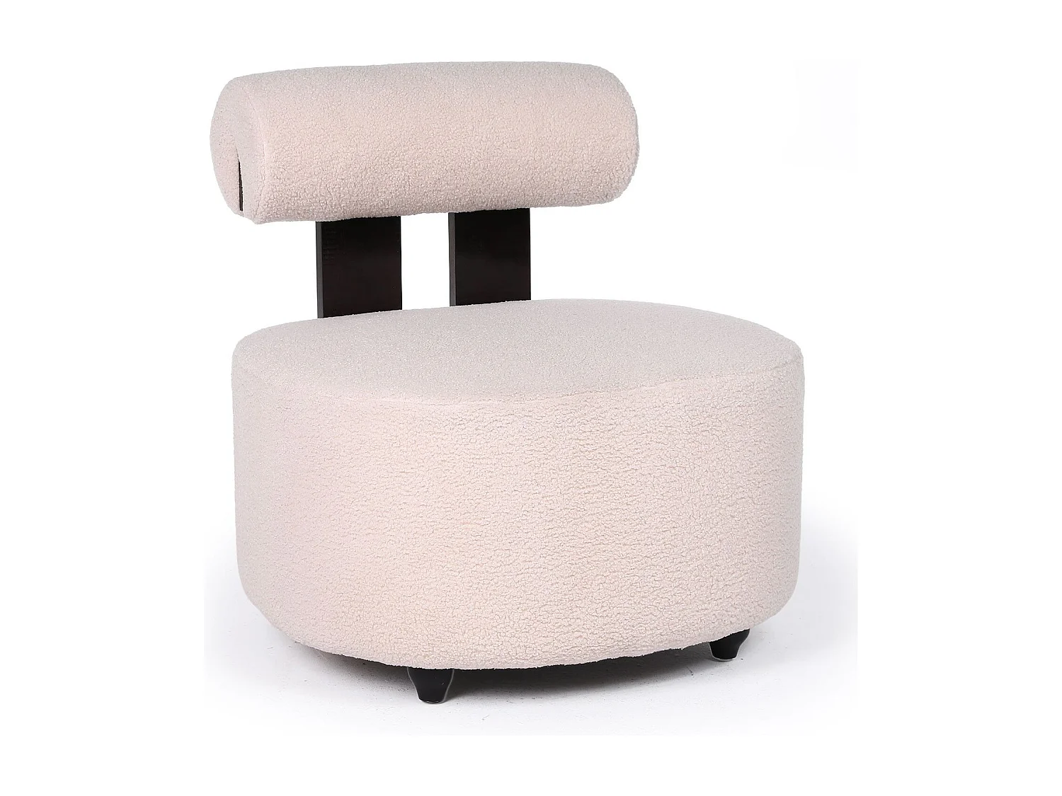 Fauteuil design Canelo Bois foncé et Tissu bouclette Beige