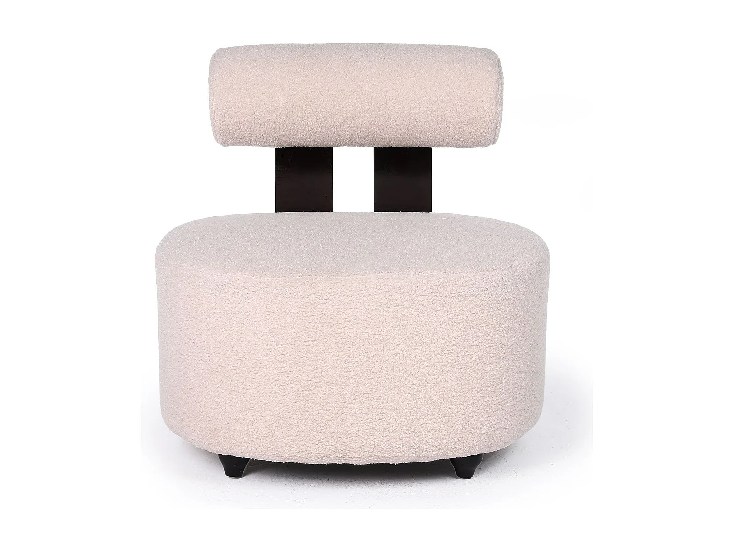 Fauteuil design Canelo Bois foncé et Tissu bouclette Beige