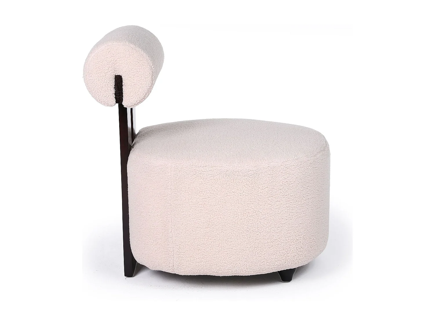 Fauteuil design Canelo Bois foncé et Tissu bouclette Beige