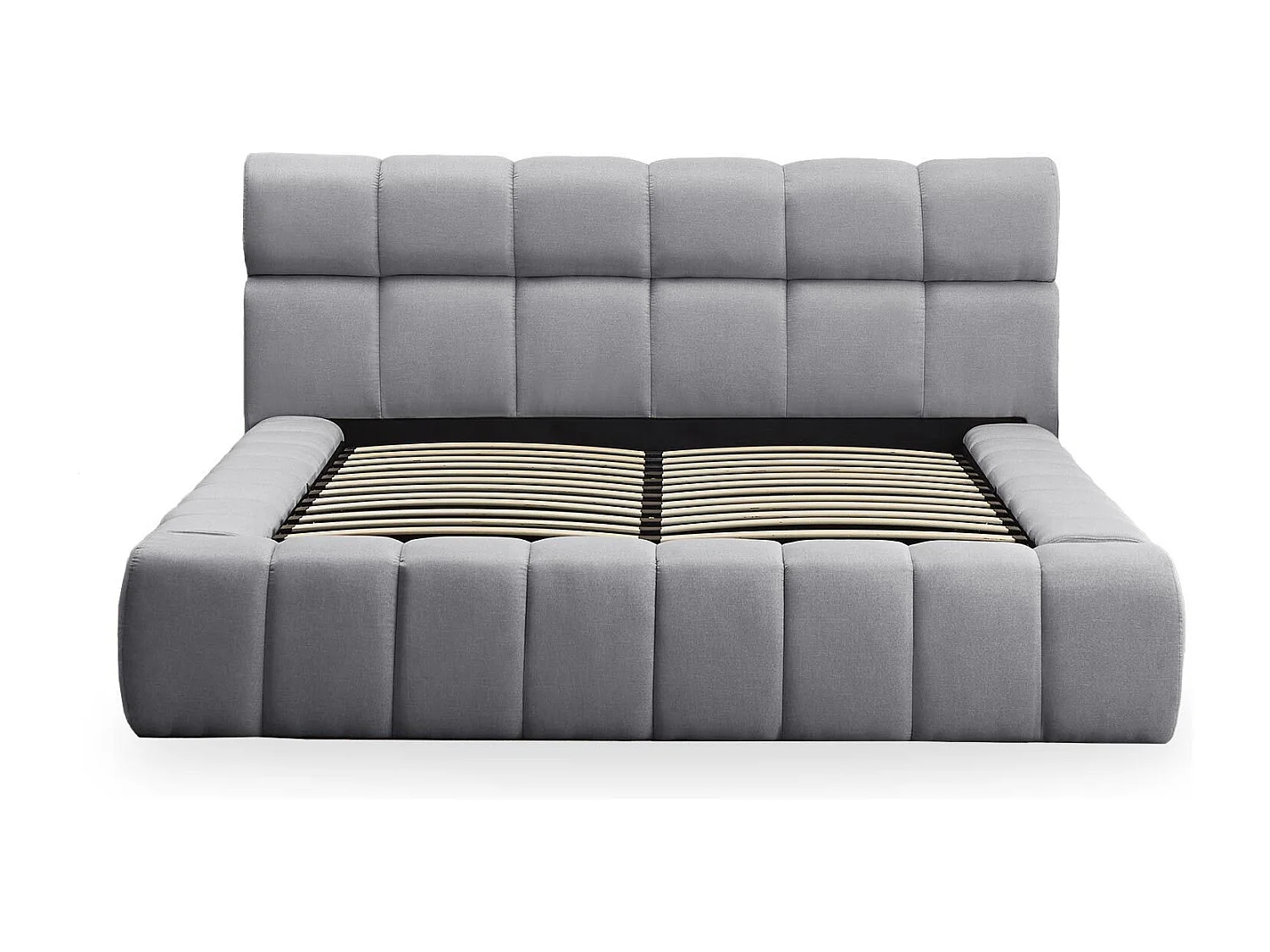 Lit-coffre avec rebords matelassés Challow 180x200cm Tissu Gris foncé