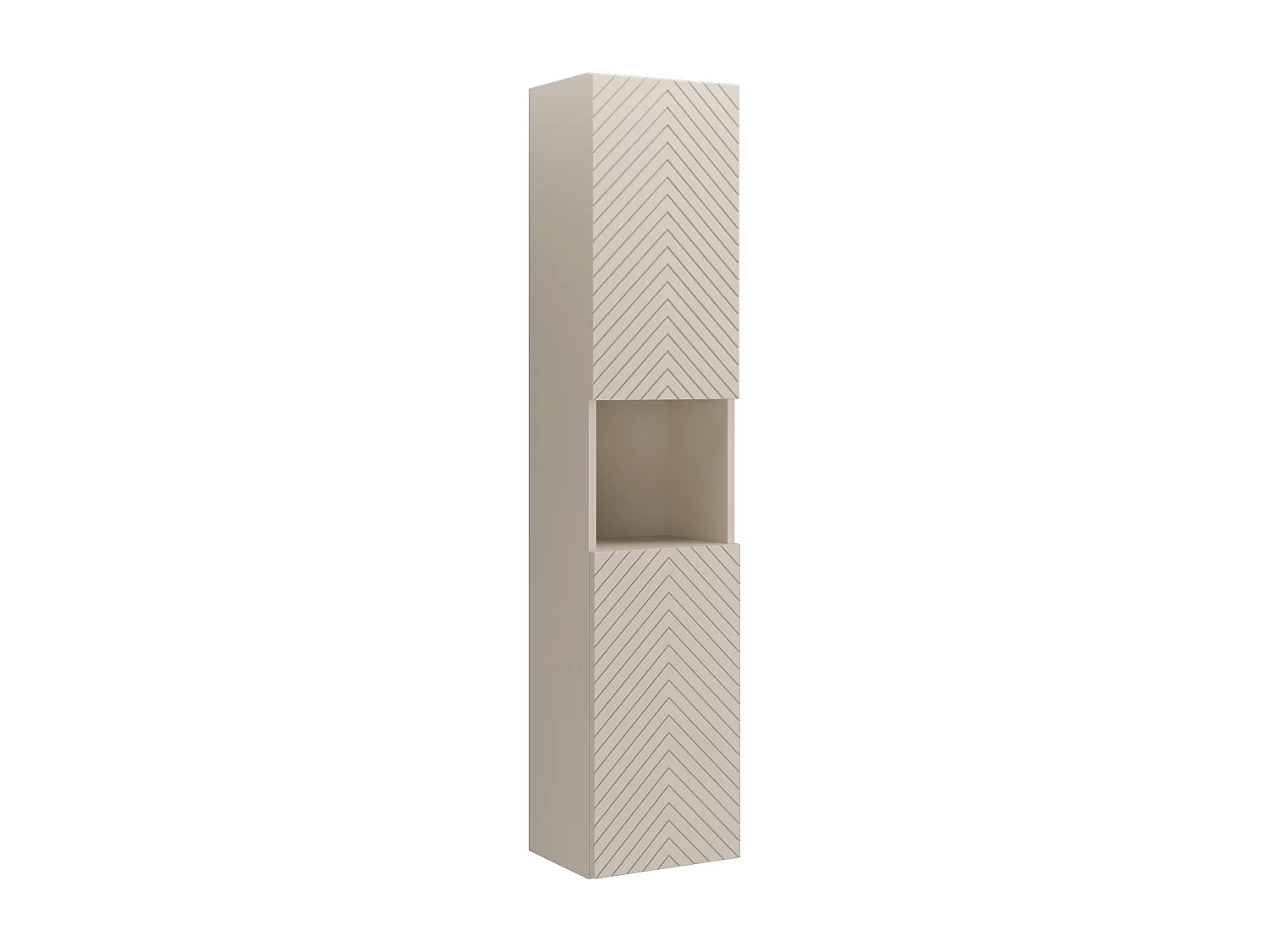 Meuble de salle de bain suspendu en chevrons avec vasque à encastrer et colonne - Beige - 60 cm - DORIONI