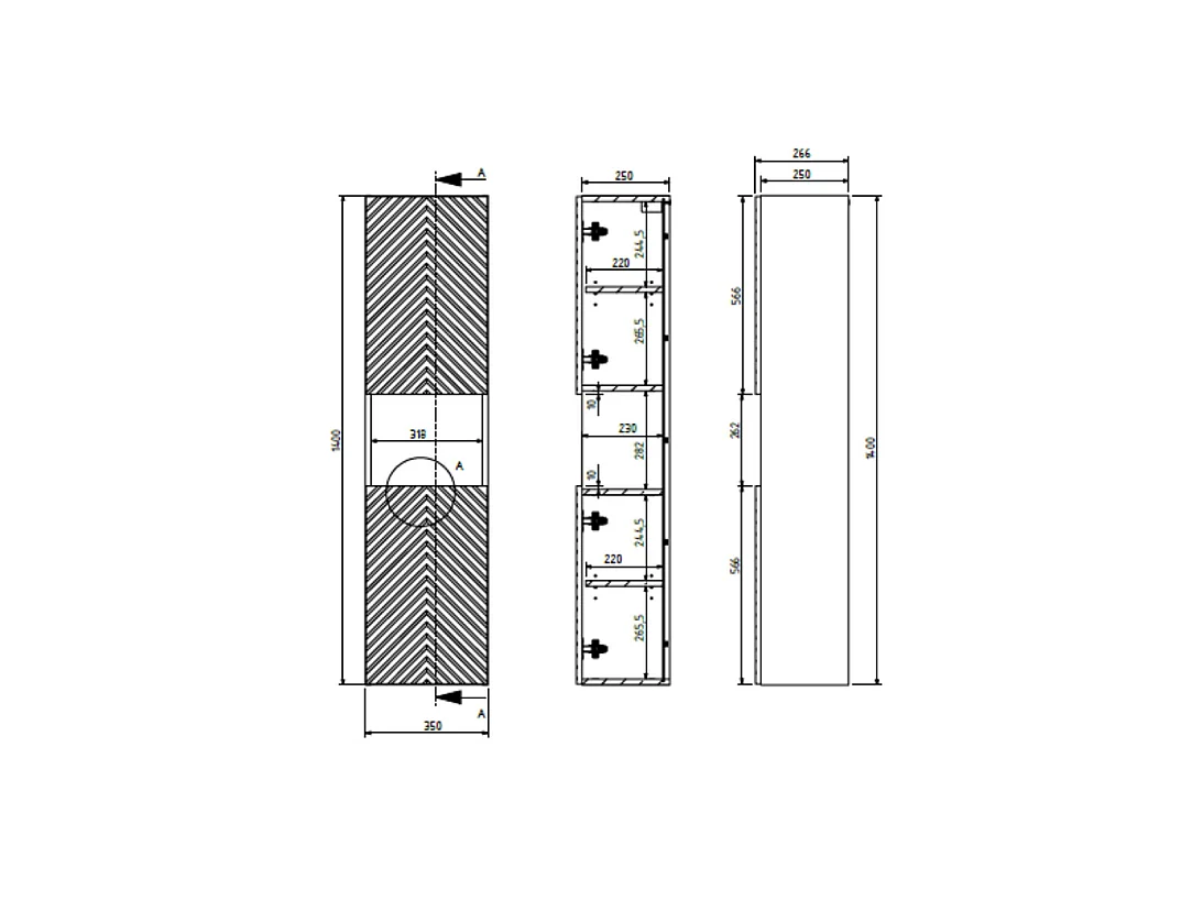 Meuble de salle de bain suspendu en chevrons avec vasque à poser carrée et colonne - Beige - 80 cm - DORIONI