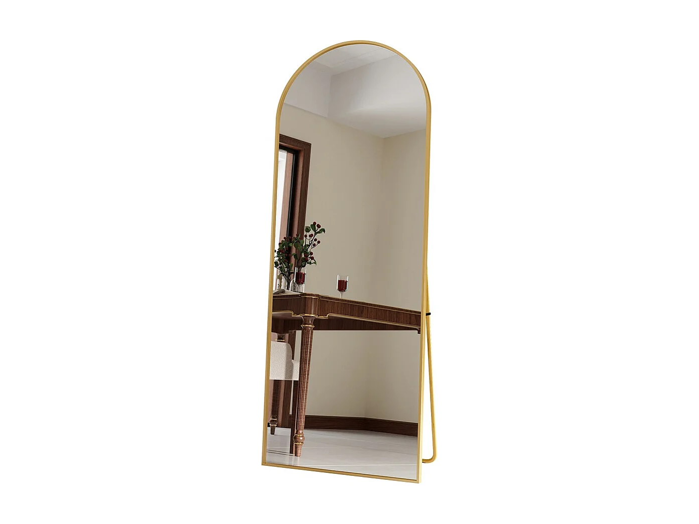 165 x 60 cm Arché Miroir suspendu - Miroir de revêtement au sol avec cadre en alliage d'aluminium or - Miroir pleine longueur