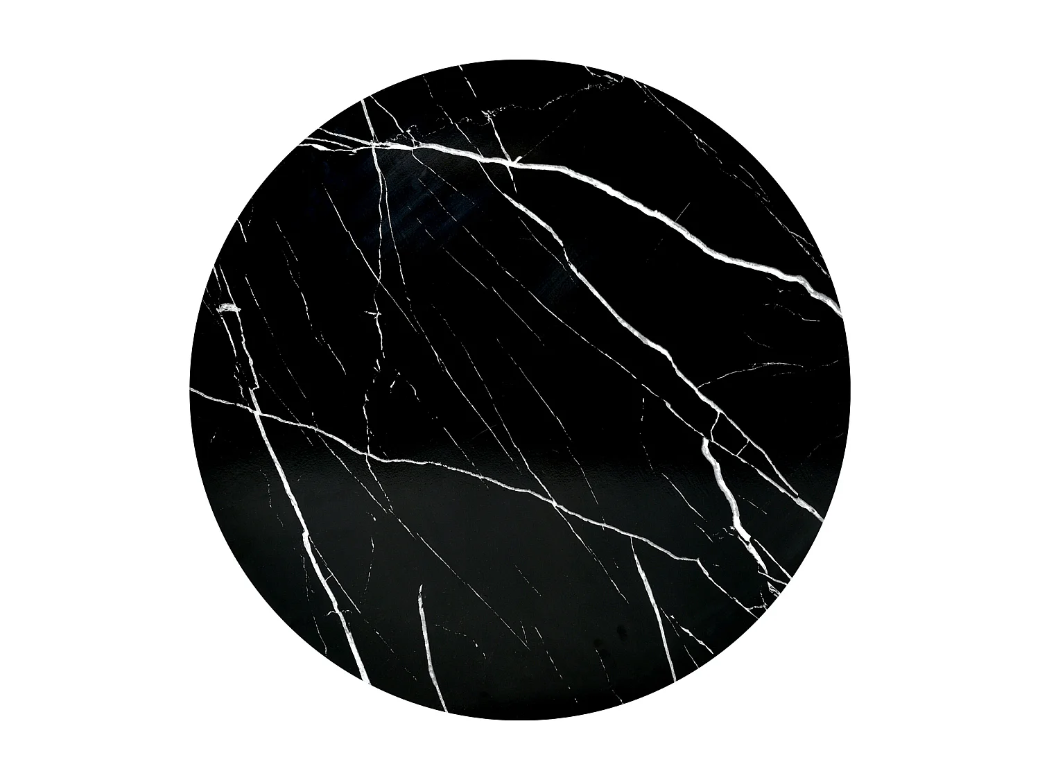 Table ronde d'extrémité - Table basse de nidification Ensemble de 2 - avec placage en marbre et cadre en or et espace de stockage - noir