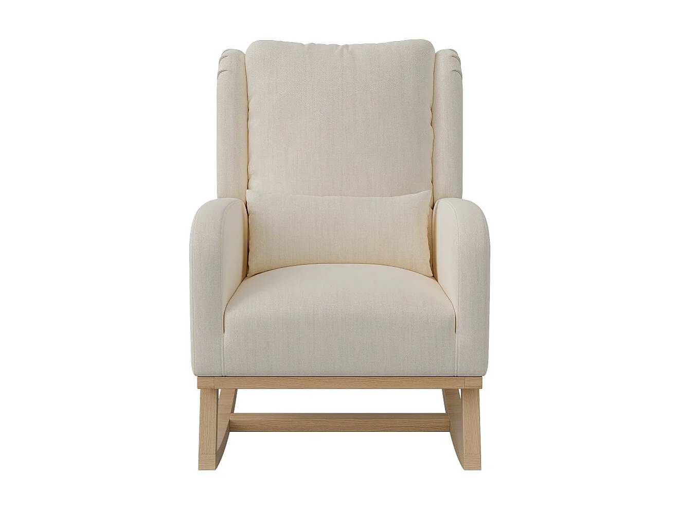 Chaise à bascule - Chaise à bascule avec coussin arrière et poches latérales - Beige - tissu coton lin