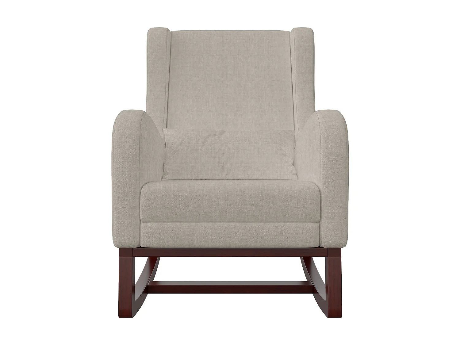 Fauteuil - avec repose-pieds - Fauteuil balançant avec coussin lombaire et poches latérales - Beige - Tissu velours glacé