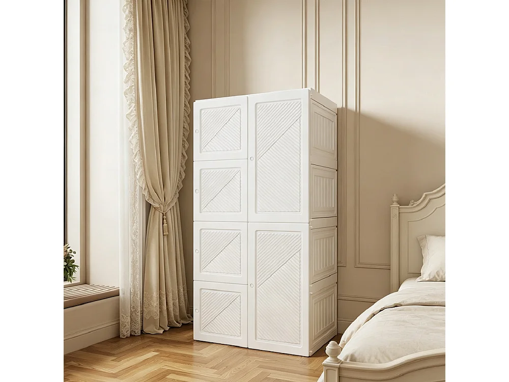 69 x 50 x 136 cm, Cabinet de chambre - avec 6 grilles et 6 portes - Armoire avec rail de vêtements