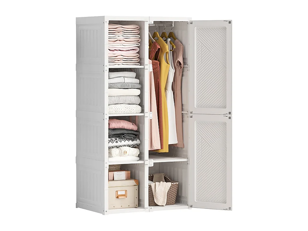 69 x 50 x 136 cm, Cabinet de chambre - avec 6 grilles et 6 portes - Armoire avec rail de vêtements