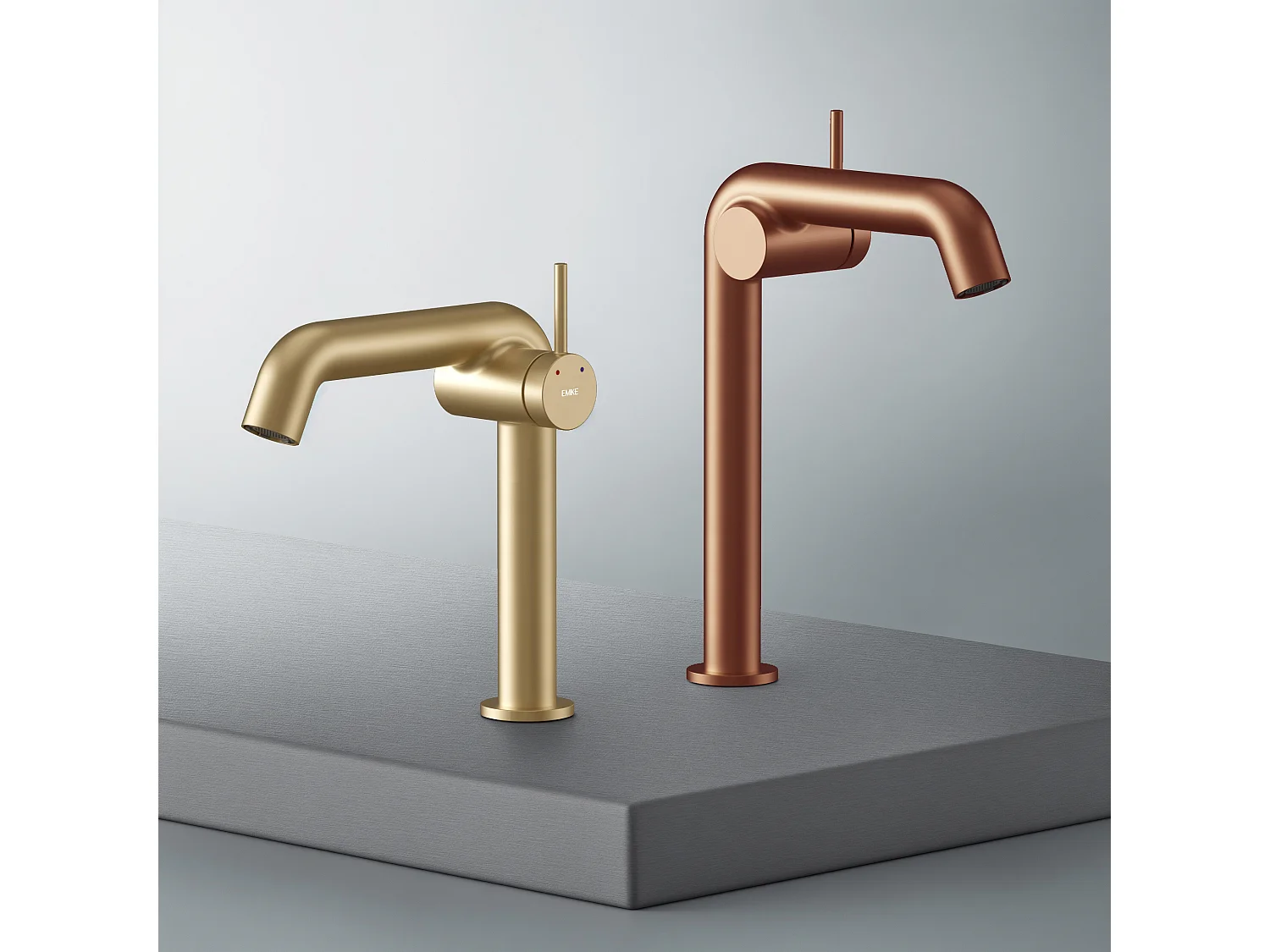 EMKE design wastafelkraan mengkraan messing keramisch binnenwerk champagne goud H.22,2 cm