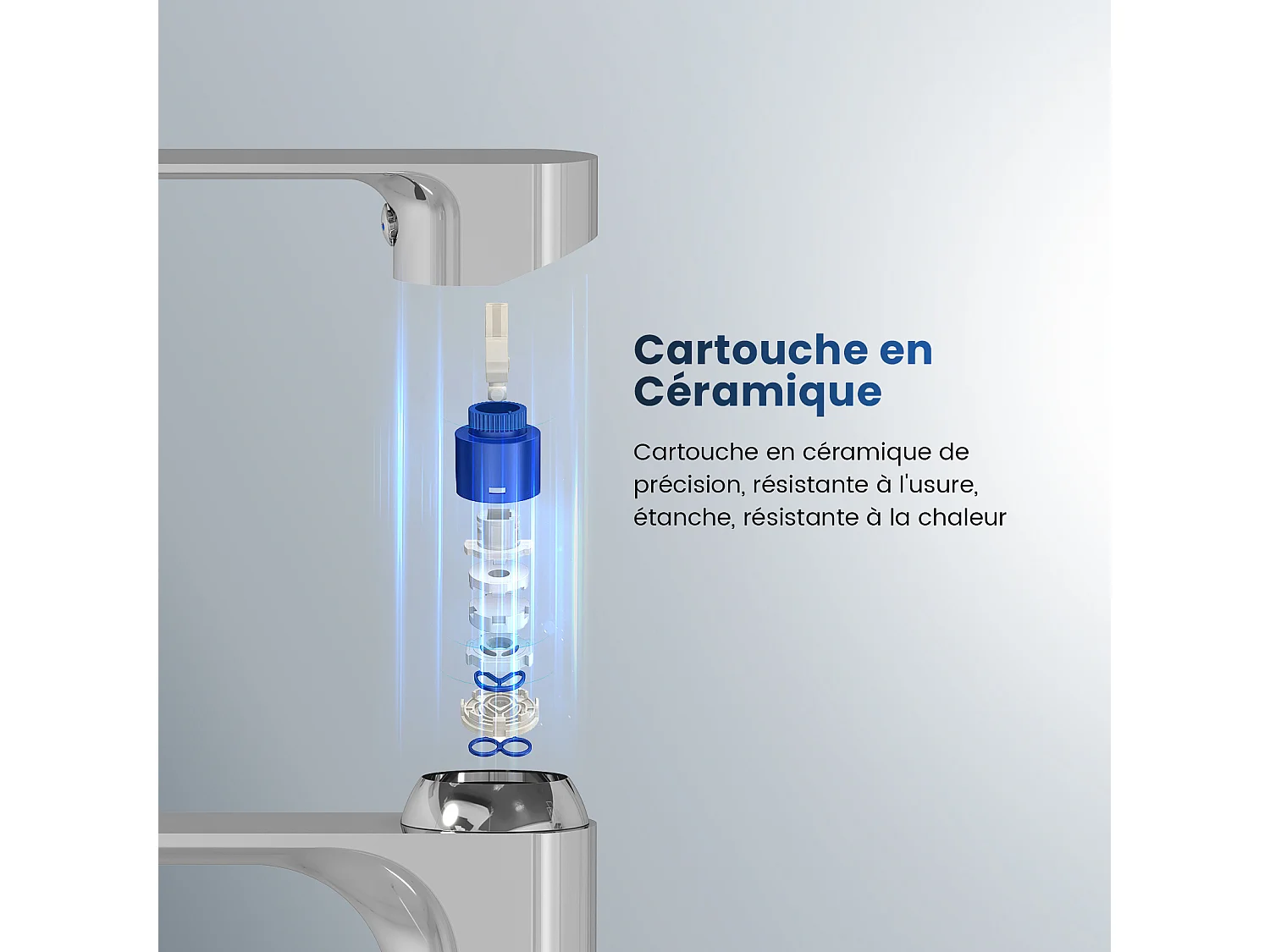 EMKE Robinet mitigeur de lavabo salle de bain design moderne chromé en laiton L.21,5 x H.26,9 x P.4,9 cm