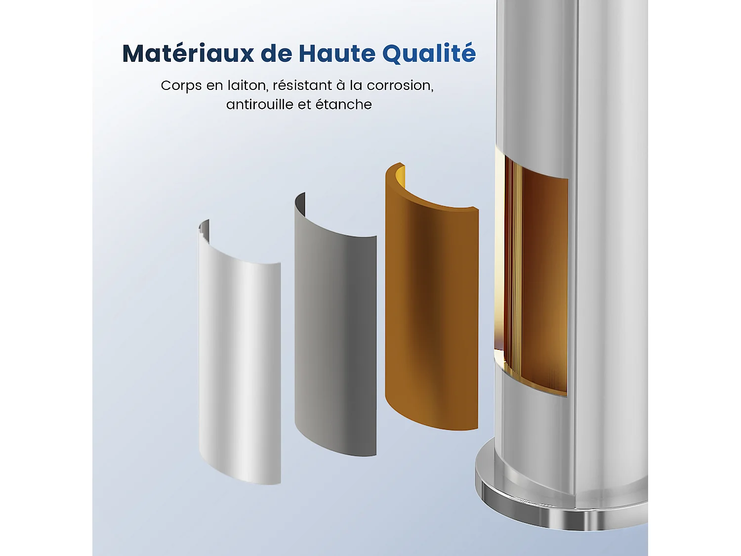 EMKE Mitigeur de lavabo haut salle de bain chromé cartouche céramique laiton H.33,5 x L.23,3 cm