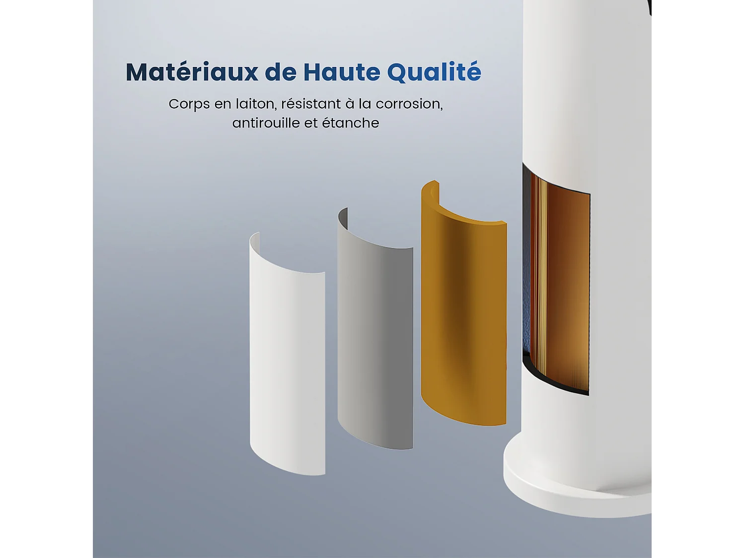 EMKE Mitigeur de lavabo haut salle de bain blanc mat cartouche céramique laiton H.33,5 x L.23,3 cm