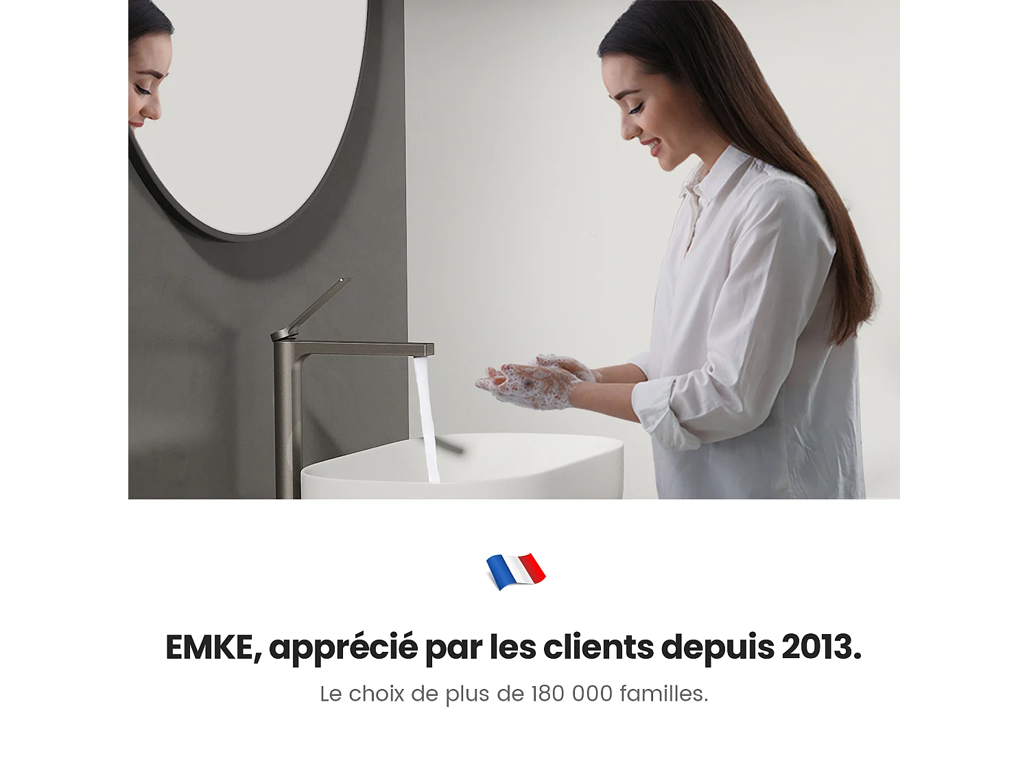 EMKE Mitigeur de lavabo haut salle de bain anthracite cartouche céramique laiton H.33,5 x L.23,3 cm