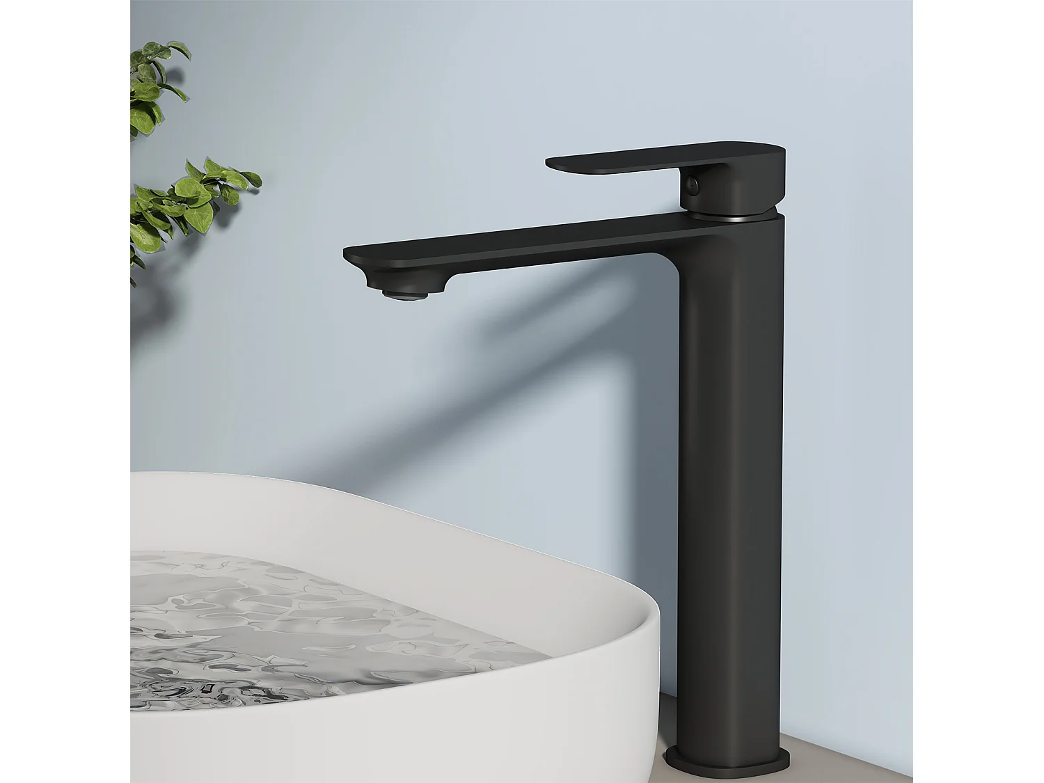 EMKE Robinet mitigeur de lavabo salle de bain design moderne noir mat en laiton L.21,5 x H.26,9 x P.4,9 cm