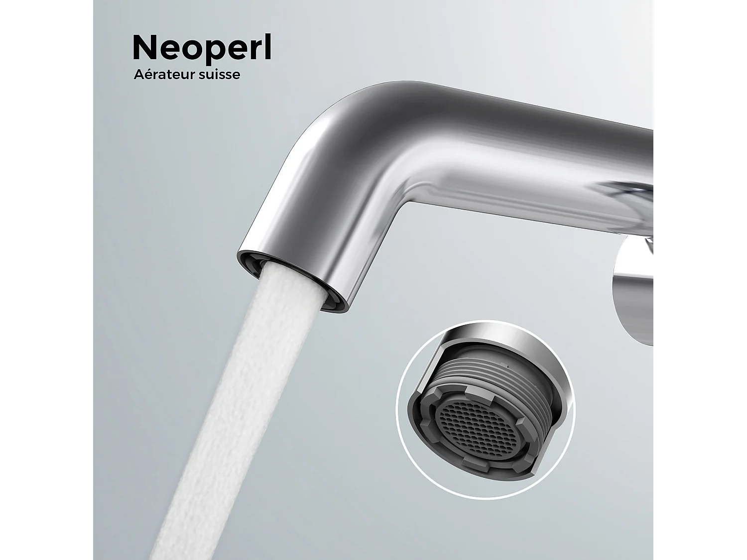 EMKE Mitigeur de lavabo design chromé en laiton avec cartouche céramique H.22,2x20 cm