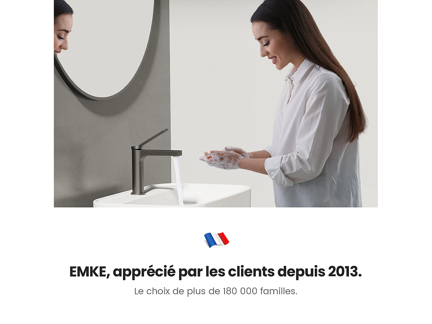 EMKE Mitigeur de lavabo salle de bain anthracite cartouche céramique laiton H.19,5 x L.17,3 cm