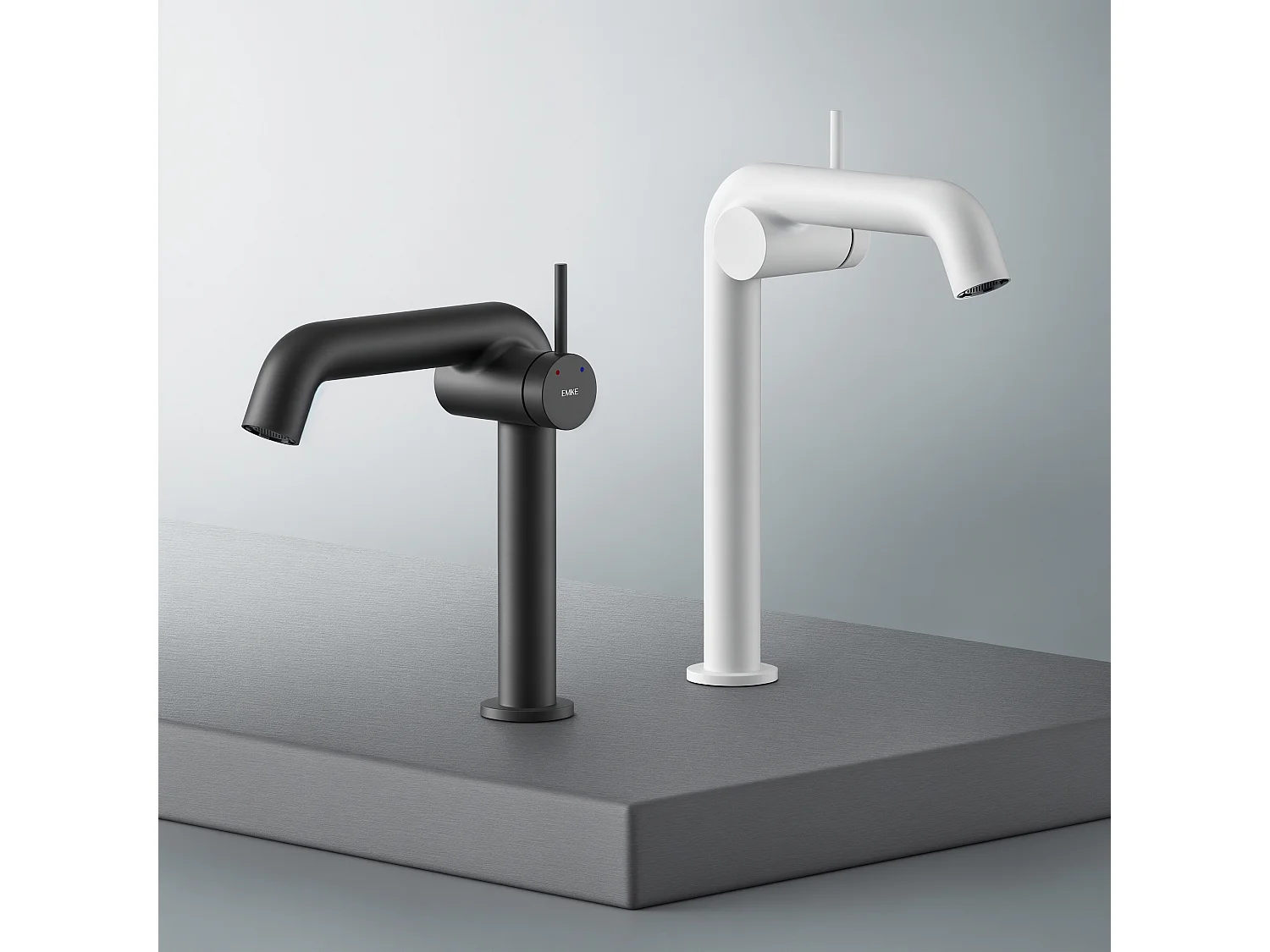 EMKE Mitigeur de lavabo design noir mat en laiton avec cartouche céramique H.22,2x20 cm