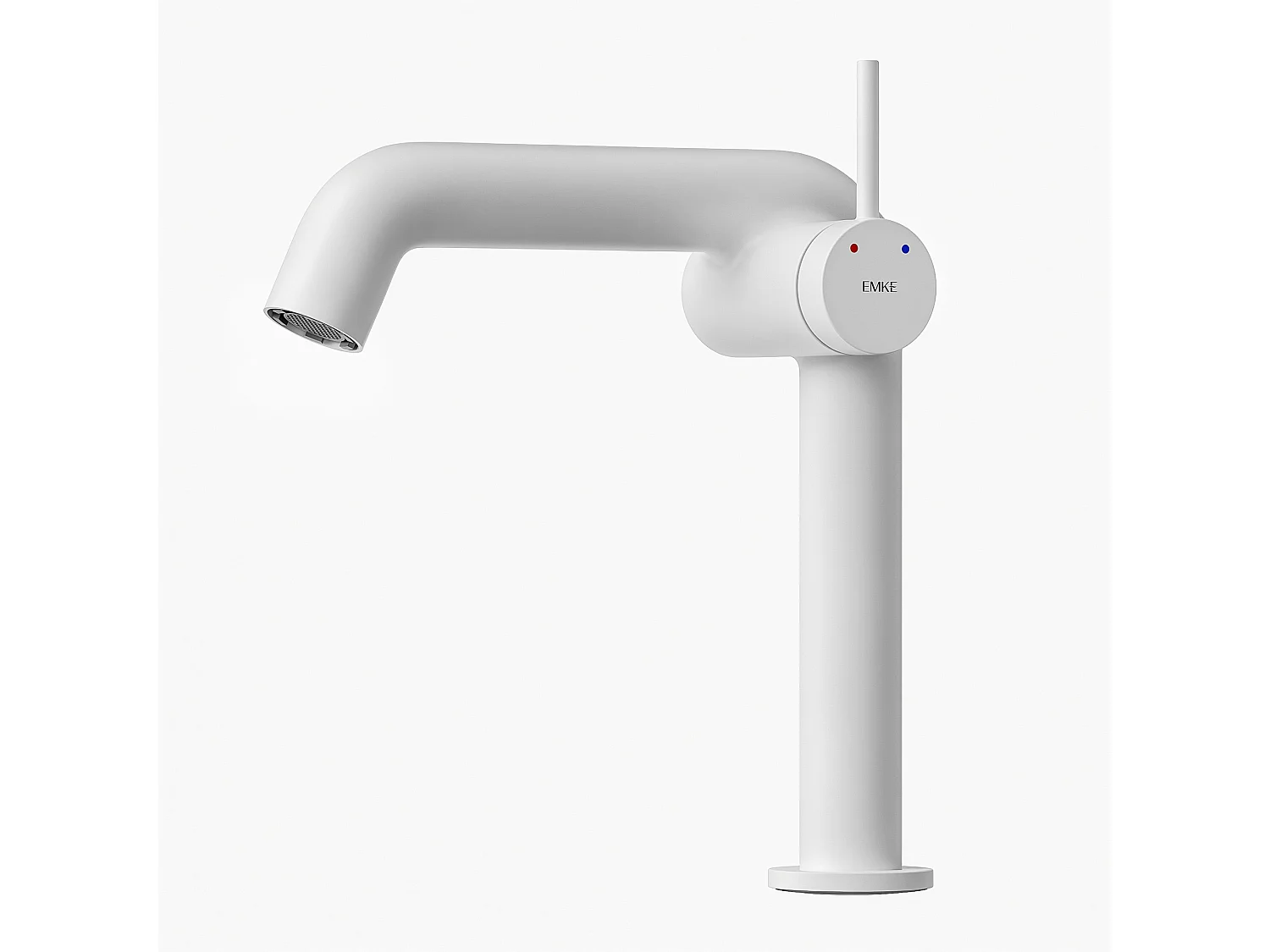 EMKE Mitigeur de lavabo design blanc mat en laiton avec cartouche céramique H.22,2x20 cm