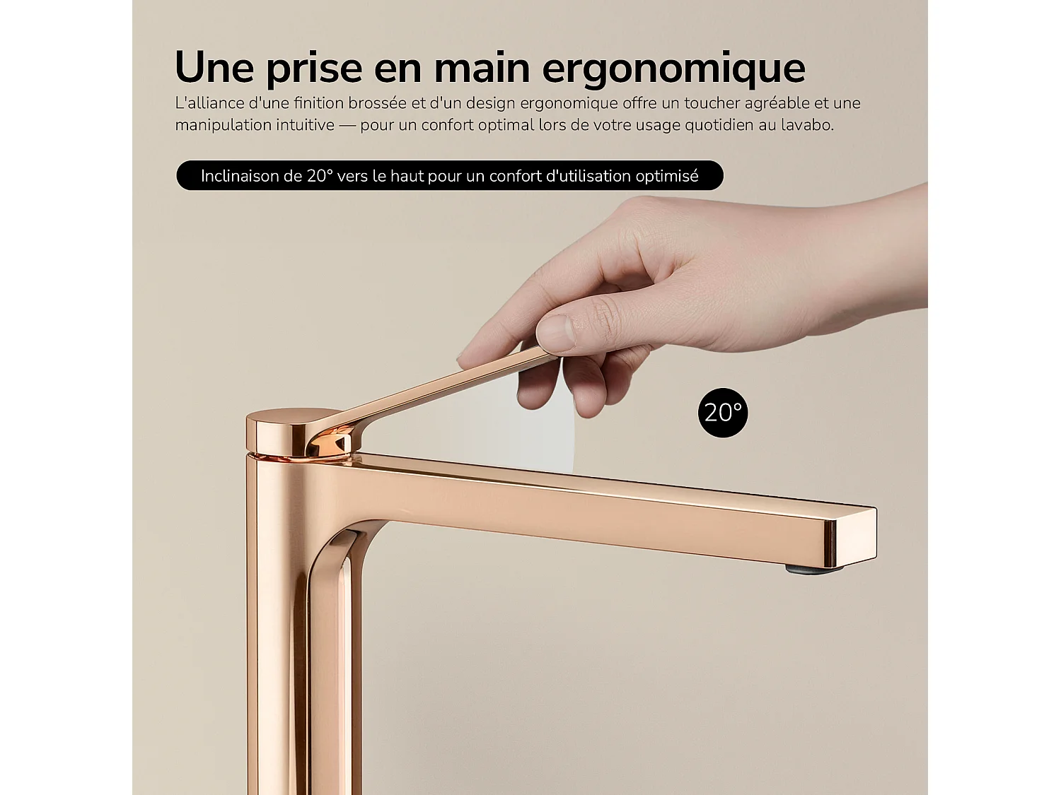 EMKE hoge wastafelkraan voor opzetwastafel mengkraan messing keramisch binnenwerk roségoud H.33,5 cm
