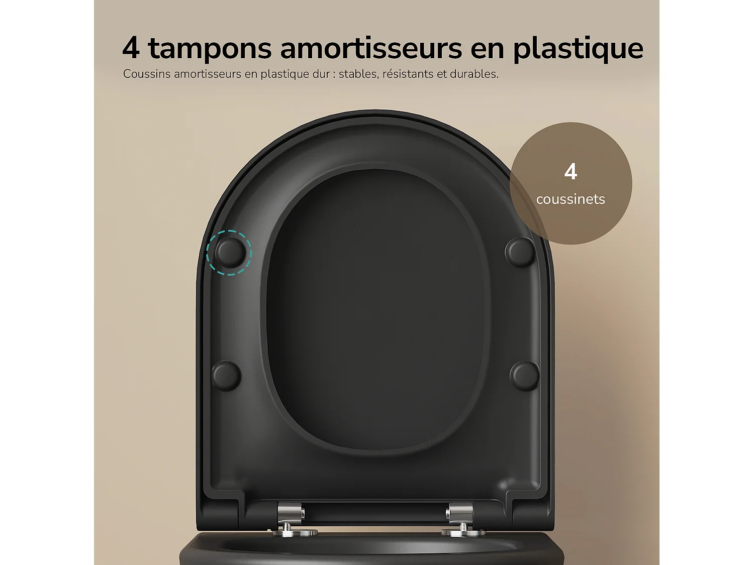 EMKE WC Suspendu Noir Mat en Céramique, Sans Bord, Double Chasse, Abattant UF Amovible Frein de Chute 370x370x490 mm