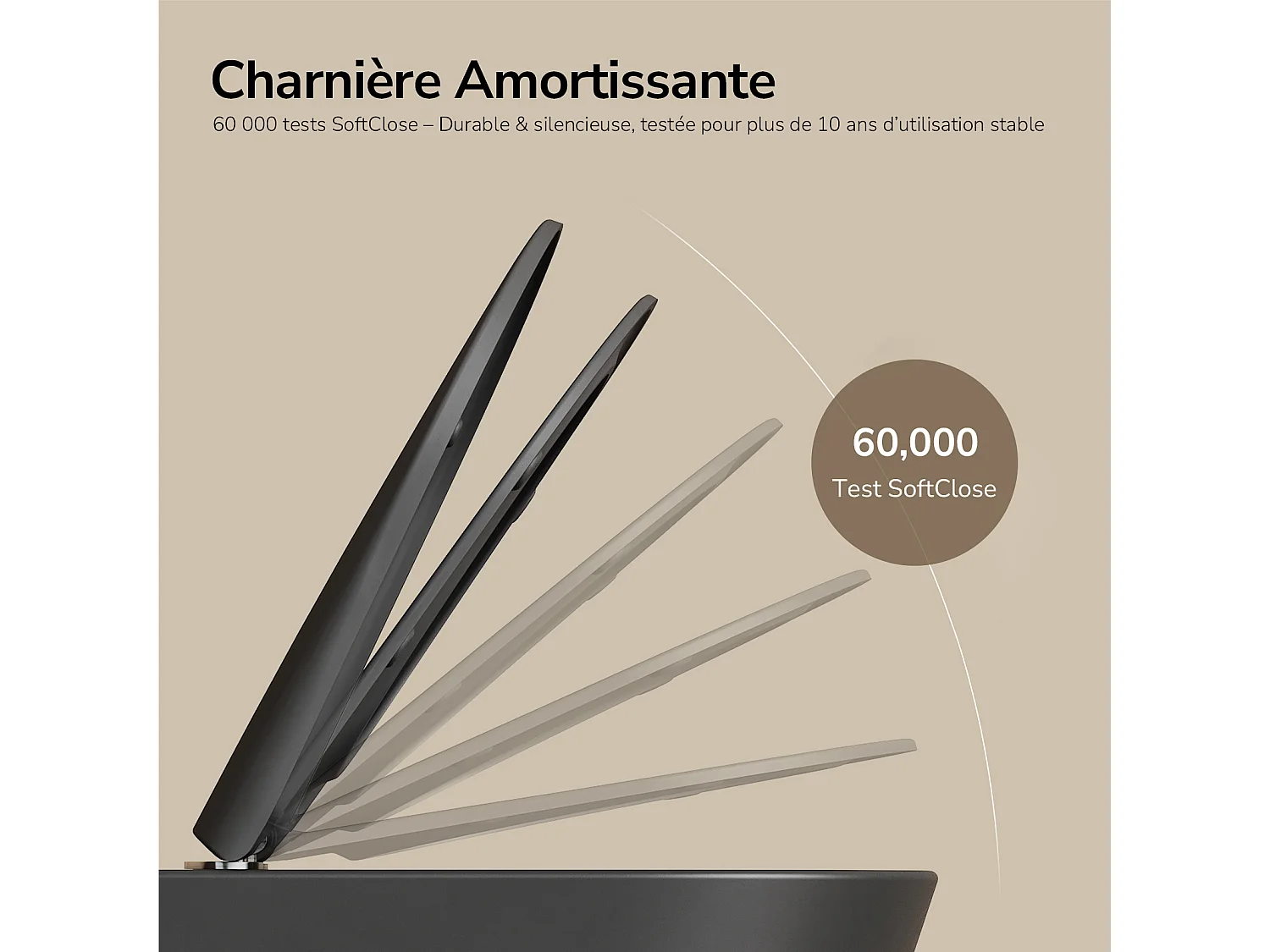 EMKE WC Suspendu Noir Mat en Céramique, Sans Bord, Double Chasse, Abattant UF Amovible Frein de Chute 370x370x490 mm