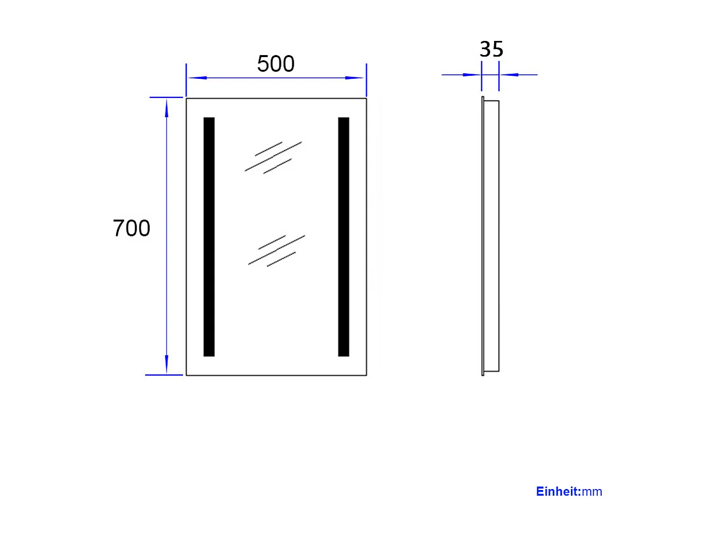 EMKE LED Badspiegel 50x70 cm Wandspiegel mit Beleuchtung kaltweiß beleuchteter Badezimmerspiegel IP44