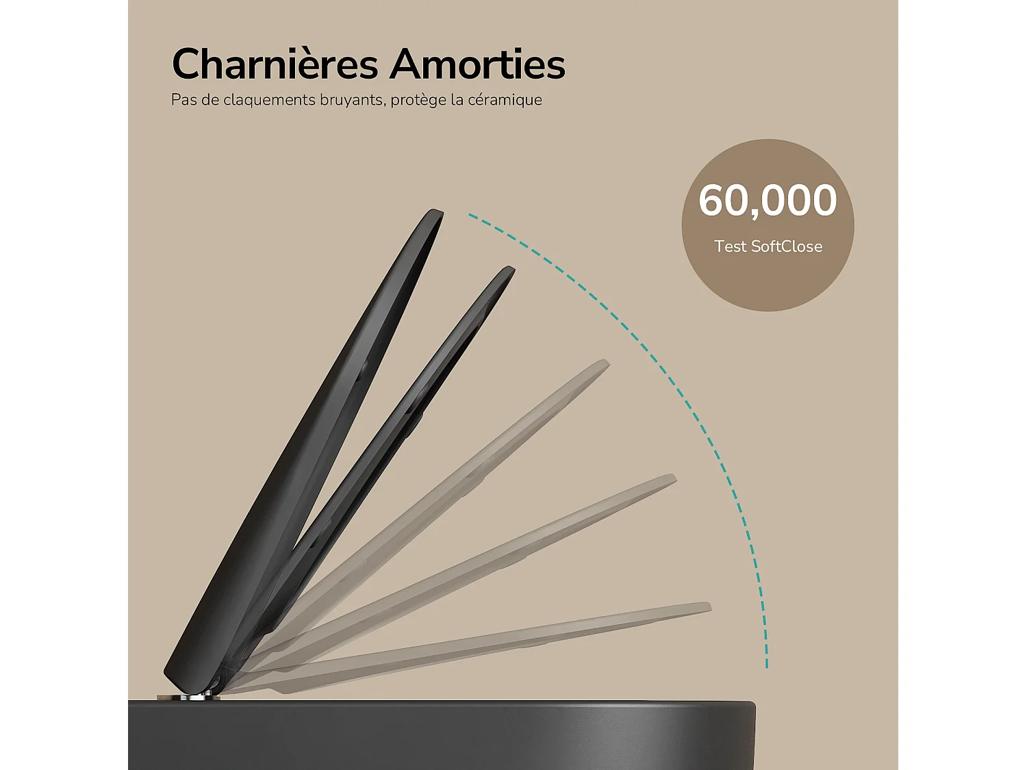 EMKE Toilettes Suspendue 555x365x355 mm Noir Mat, Design Sans Bord, Abattant à Fermeture Douce et Démontage Facile