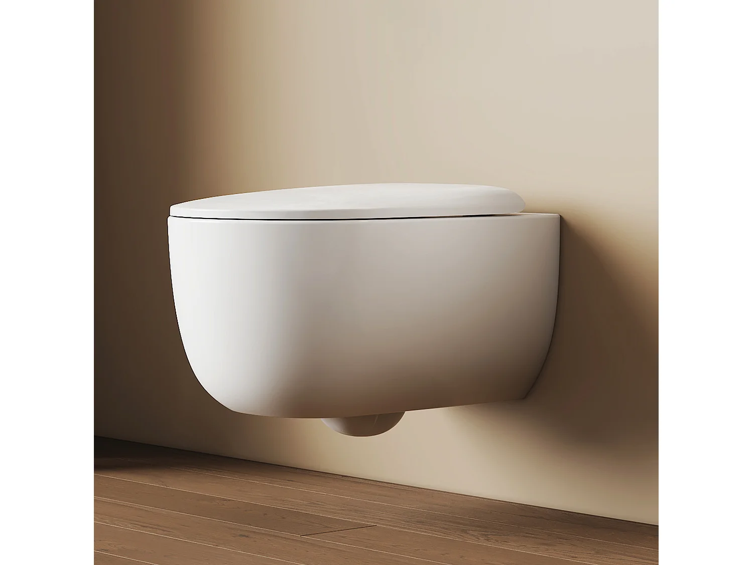 EMKE Toilettes Suspendue 555x365x355 mm Blanc Brillant, Design Sans Bord, Abattant à Fermeture Douce et Démontage Facile