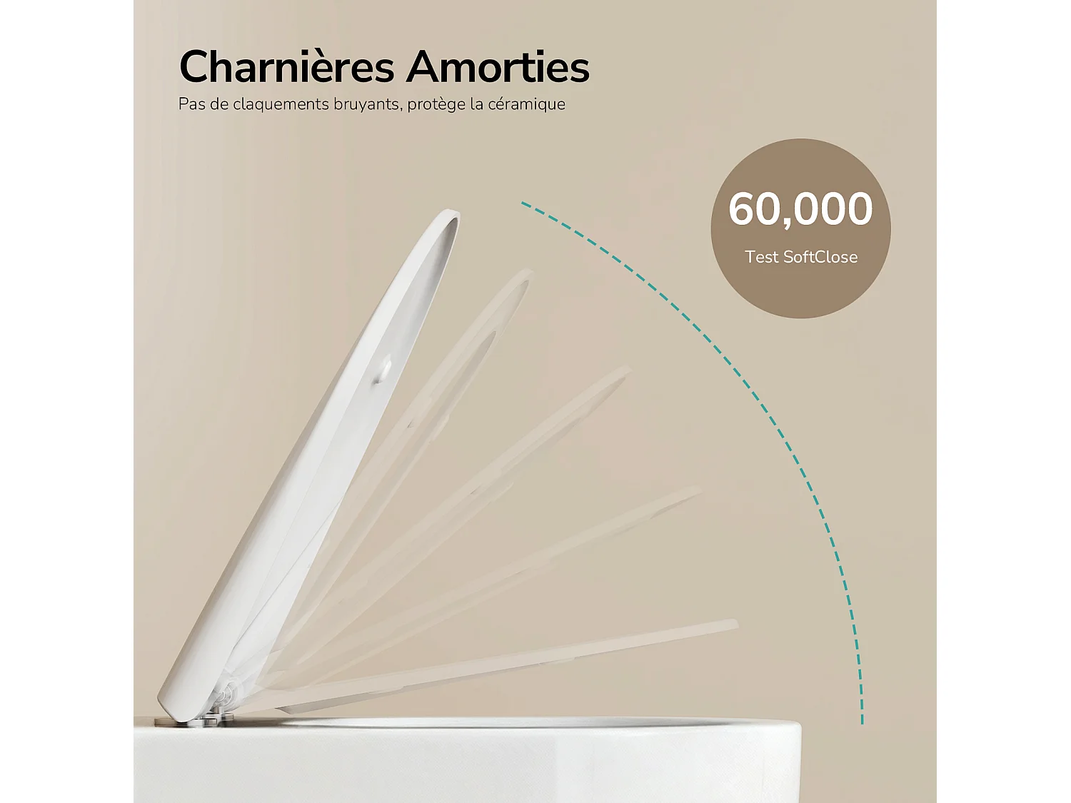 EMKE Toilettes Suspendue 555x365x355 mm Blanc Brillant, Design Sans Bord, Abattant à Fermeture Douce et Démontage Facile