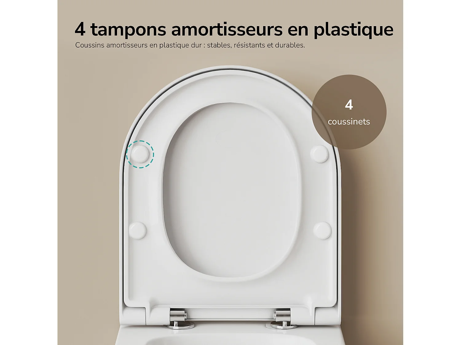 EMKE WC Suspendu Compact en Céramique, Sans Bord, Abattant UF Amovible Frein de Chute, Blanc Brillant 360x365x490 mm