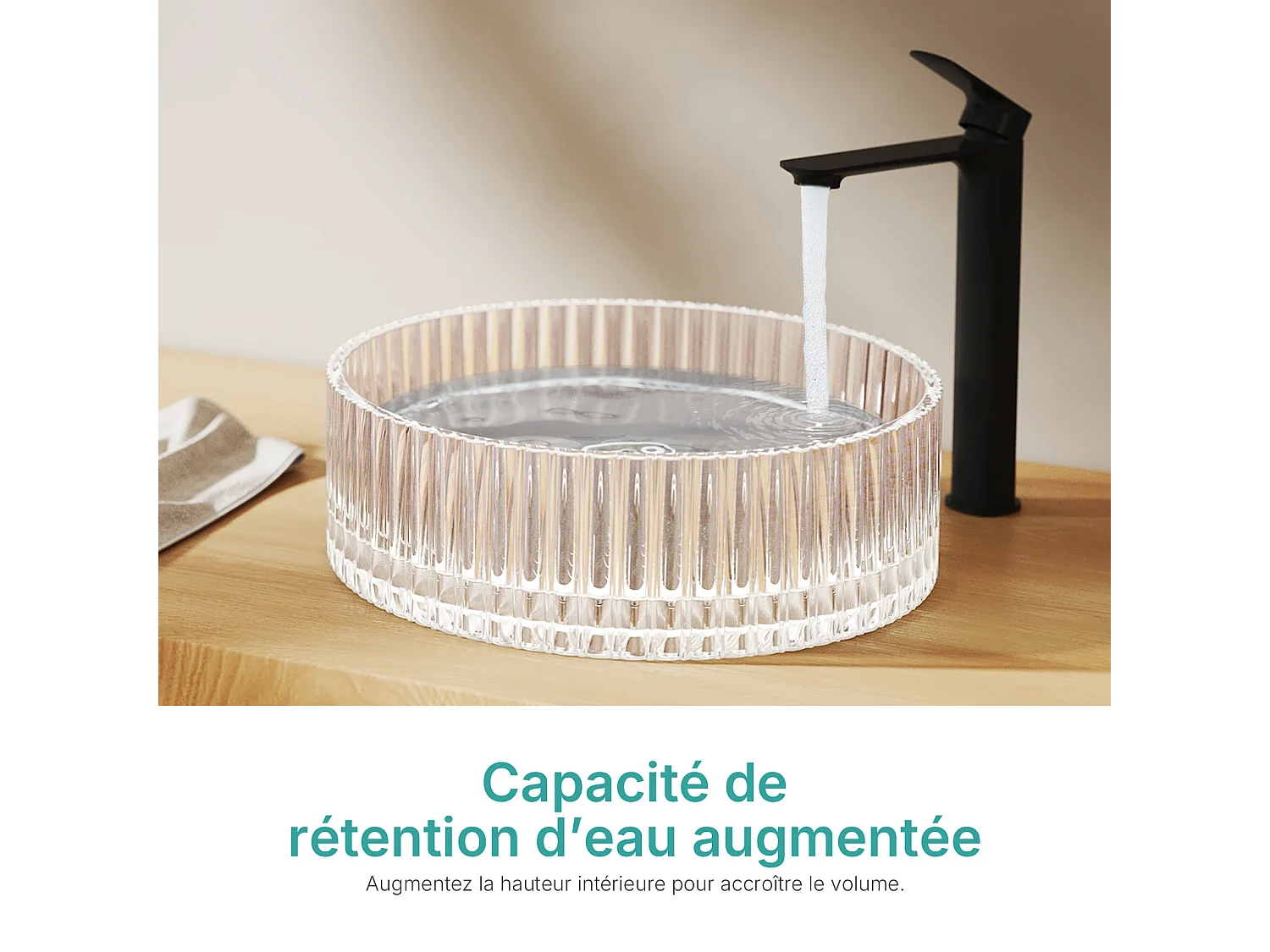 EMKE Lavabo en Verre Trempé Rond à Poser 400x400x120 mm, Vasque Salle de Bain, Irisé