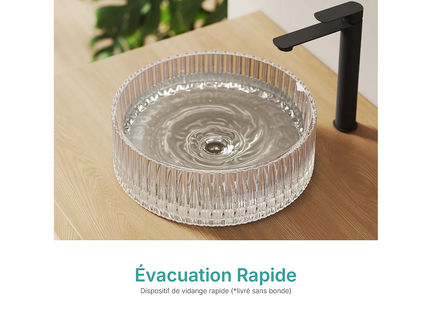 EMKE Lavabo en Verre Trempé Rond à Poser 400x400x120 mm, Vasque Salle de Bain, Irisé