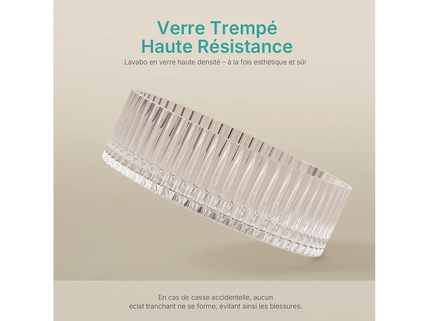 EMKE Lavabo en Verre Trempé Rond à Poser 400x400x120 mm, Vasque Salle de Bain, Irisé