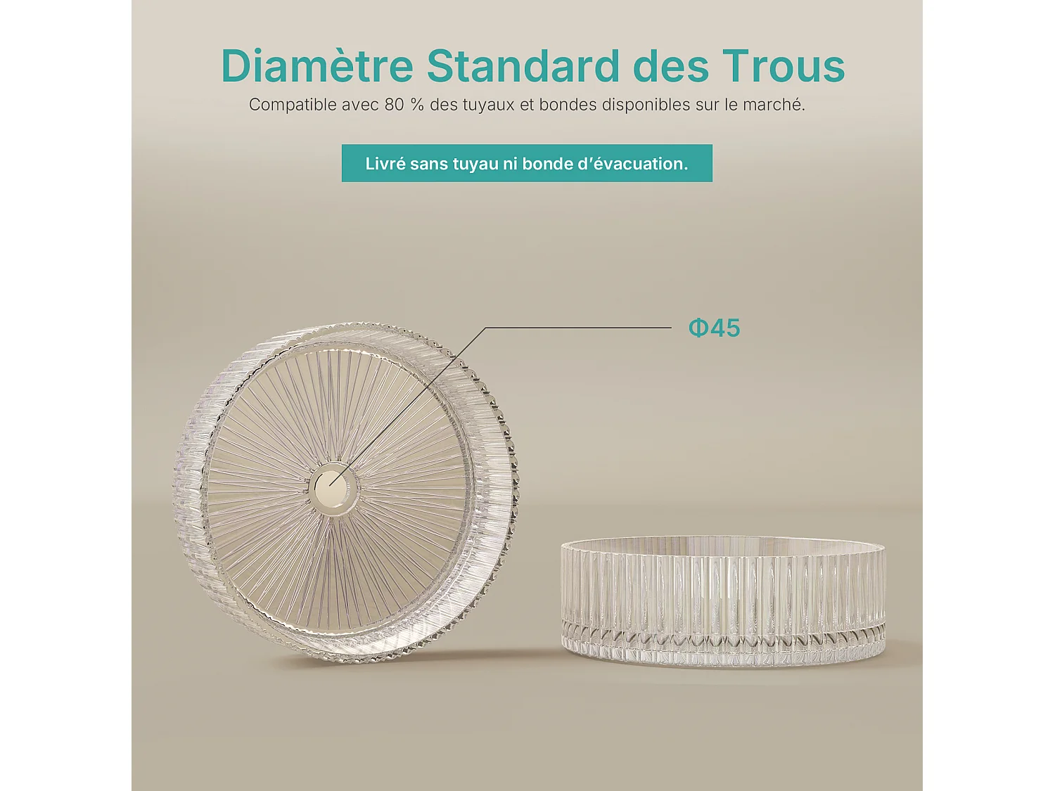 EMKE Lavabo en Verre Trempé Rond à Poser 400x400x120 mm, Vasque Salle de Bain, Irisé