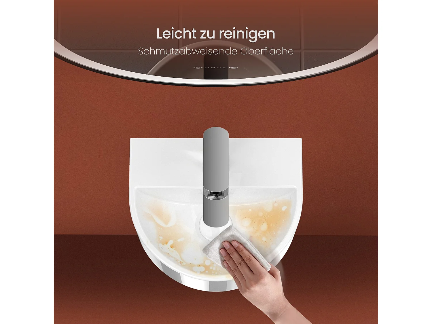 EMKE Wandwastafel 303 x 255 x 120 mm, Mini keramische wastafel, U-vormig, Wandmontage, Glanzend wit