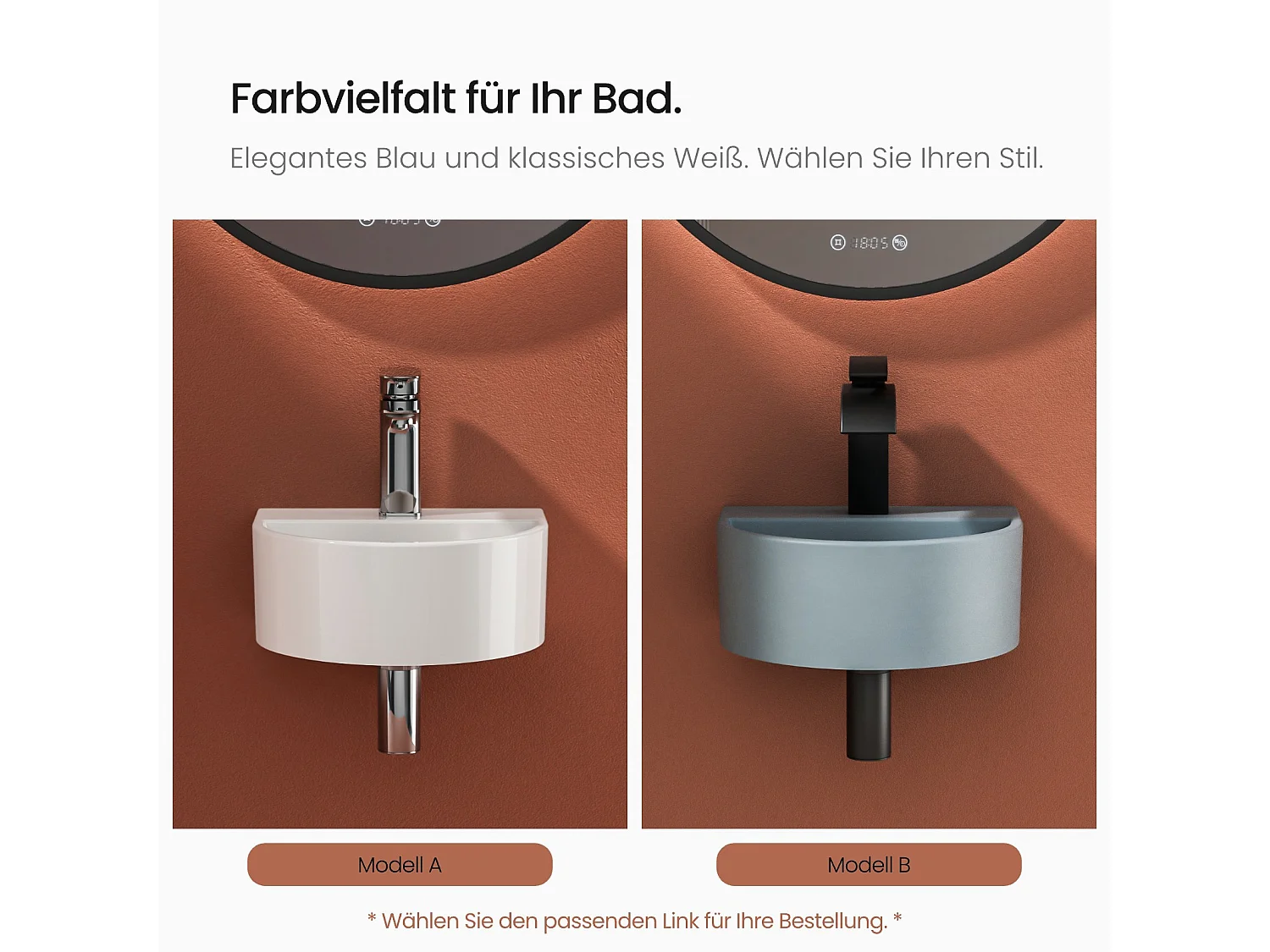 EMKE Wandwastafel 303 x 255 x 120 mm, Mini keramische wastafel, U-vormig, Wandmontage, Glanzend wit