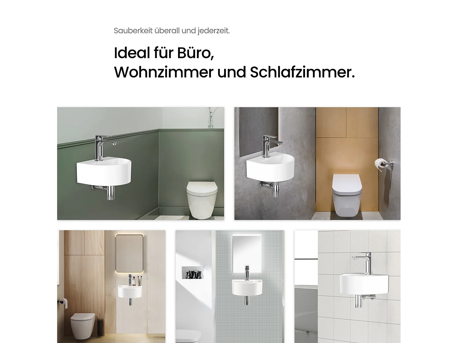 EMKE Wandwastafel 303 x 255 x 120 mm, Mini keramische wastafel, U-vormig, Wandmontage, Glanzend wit