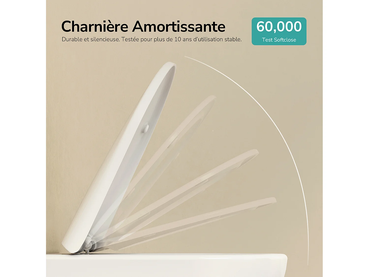 EMKE WC Suspendu Blanc Brillant en Céramique, Sans Bord, Double Chasse, Abattant UF Amovible Frein de Chute 370x370x490 mm