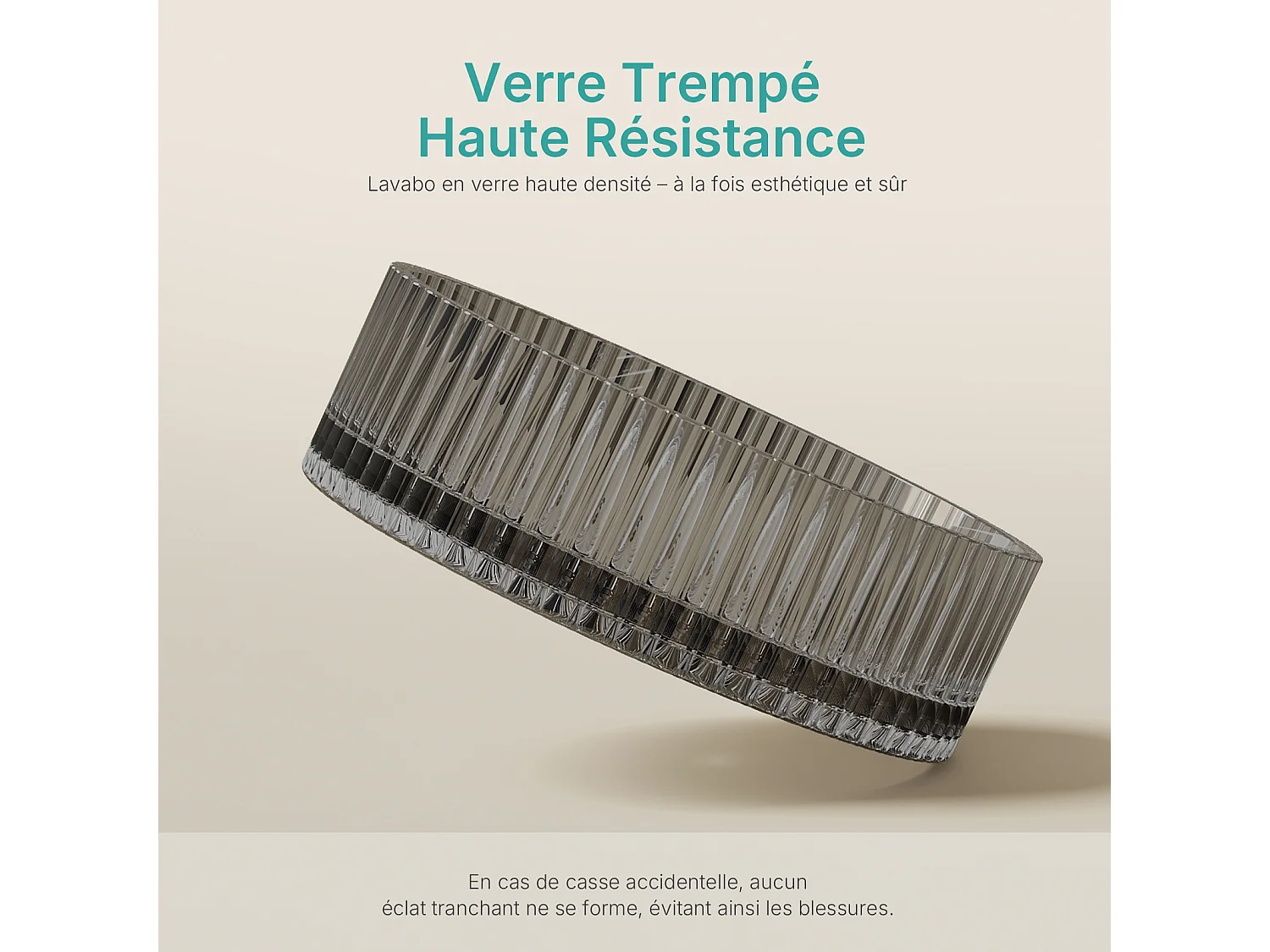 EMKE Lavabo en Verre Trempé Rond à Poser 400x400x120 mm, Vasque Salle de Bain, Mat Noir