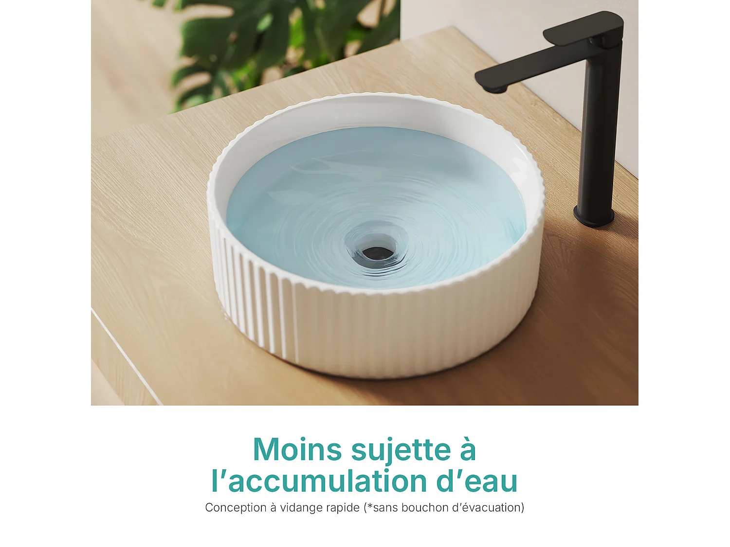 EMKE ronde keramische wastafel 36 x 36 x 11,5 cm, glanzend wit, wastafel voor op het aanrecht zonder kraangat