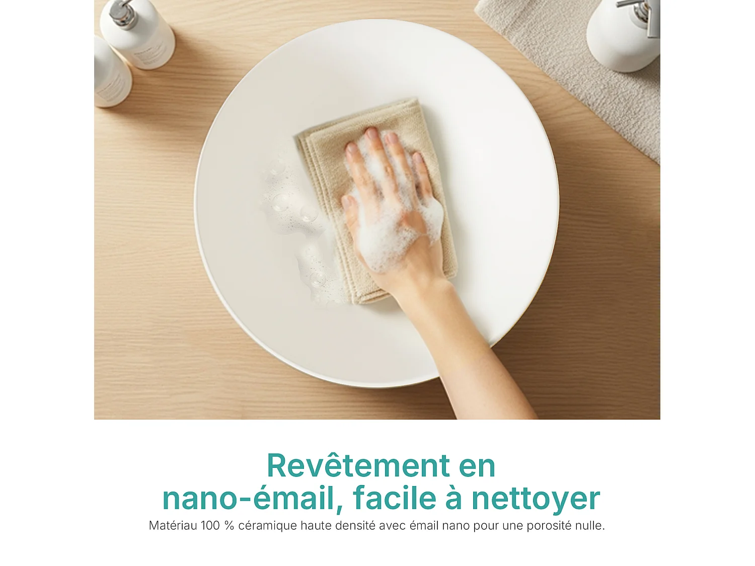 EMKE Terracotta keramische wastafel, rond 415x415x155 mm, voor op het aanrecht