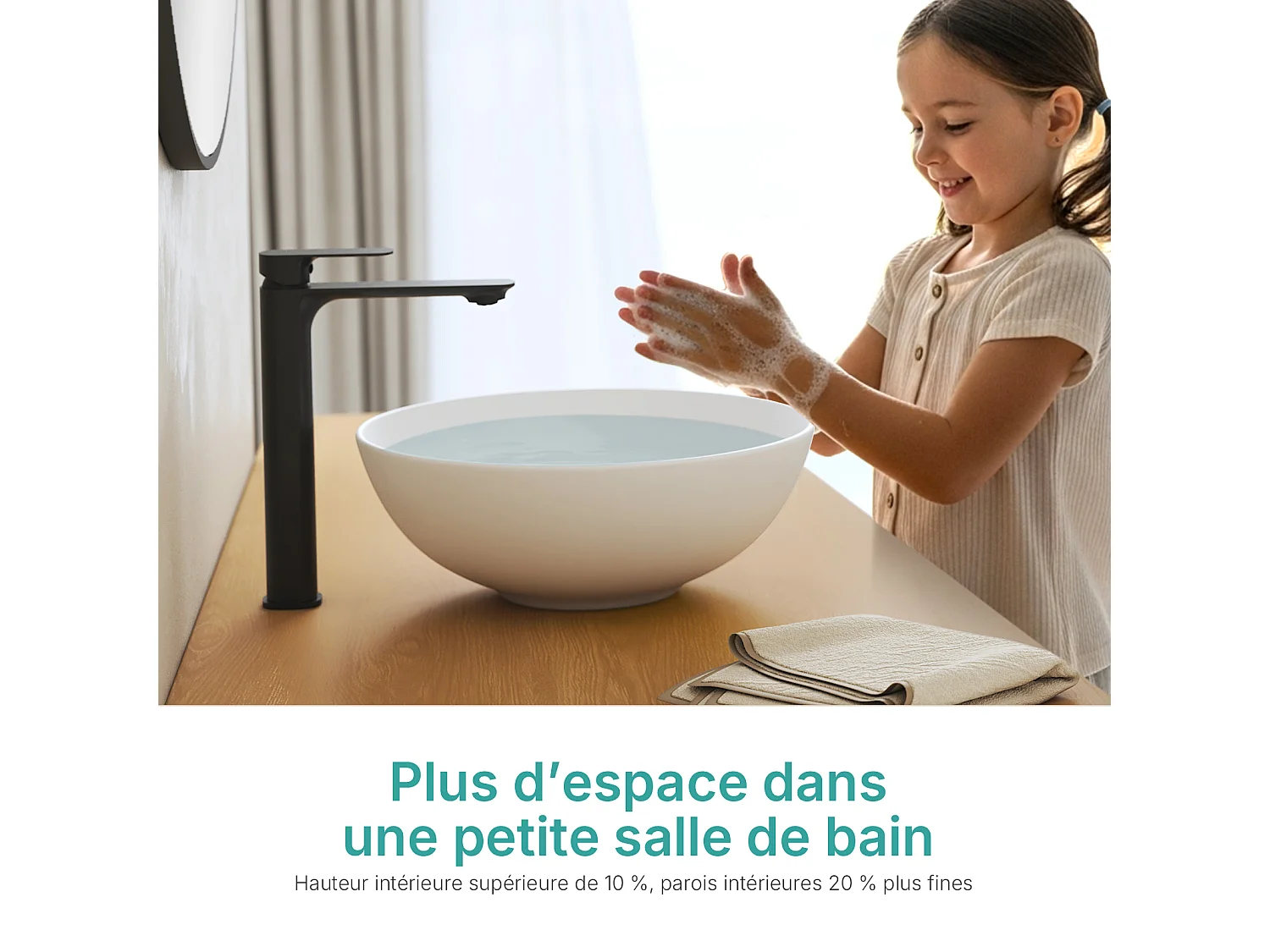 EMKE Terracotta keramische wastafel, rond 415x415x155 mm, voor op het aanrecht