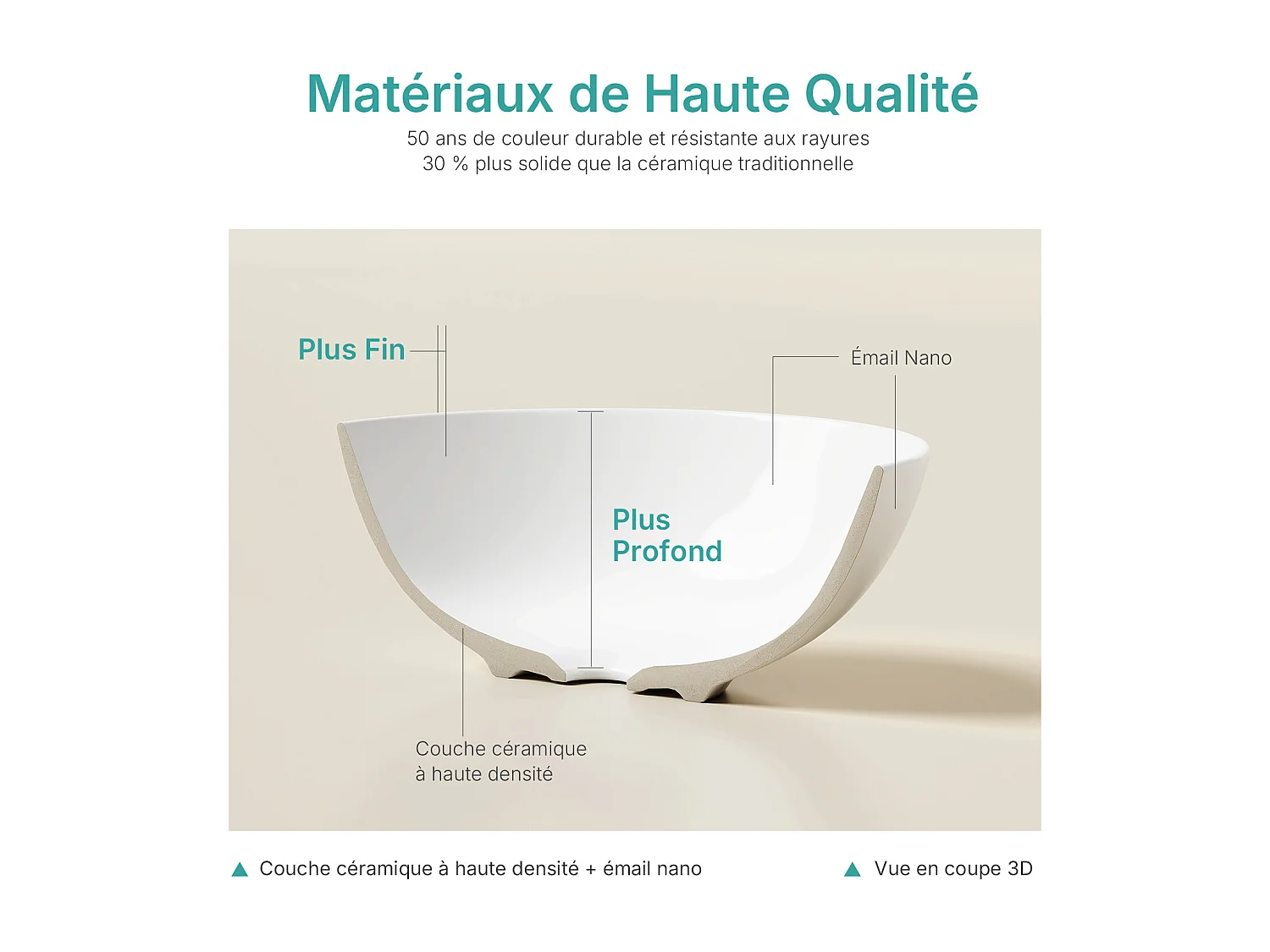 EMKE Terracotta keramische wastafel, rond 415x415x155 mm, voor op het aanrecht