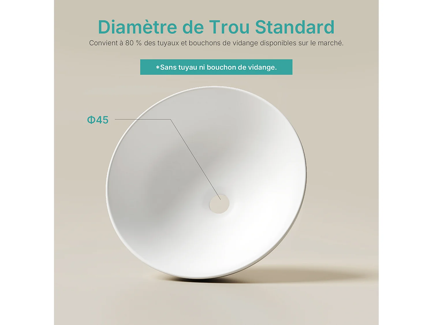 EMKE Terracotta keramische wastafel, rond 415x415x155 mm, voor op het aanrecht