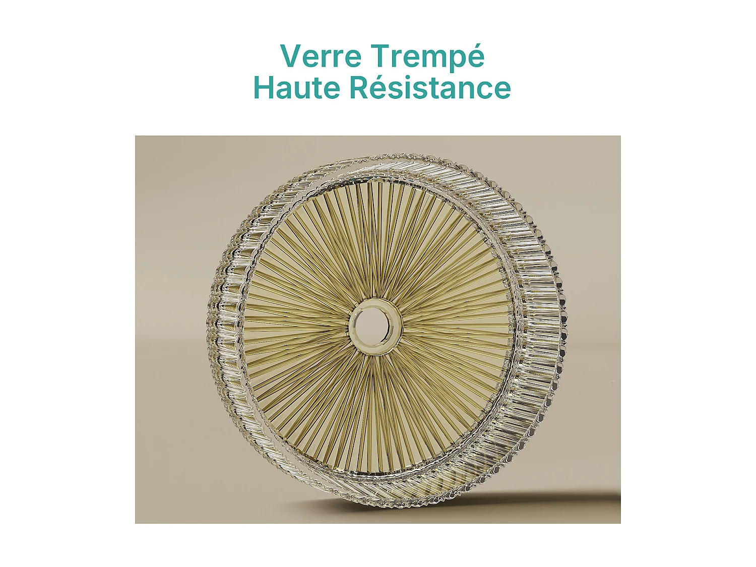 EMKE Lavabo en Verre Trempé Rond à Poser 400x400x120 mm, Vasque Salle de Bain, Champagne Gold